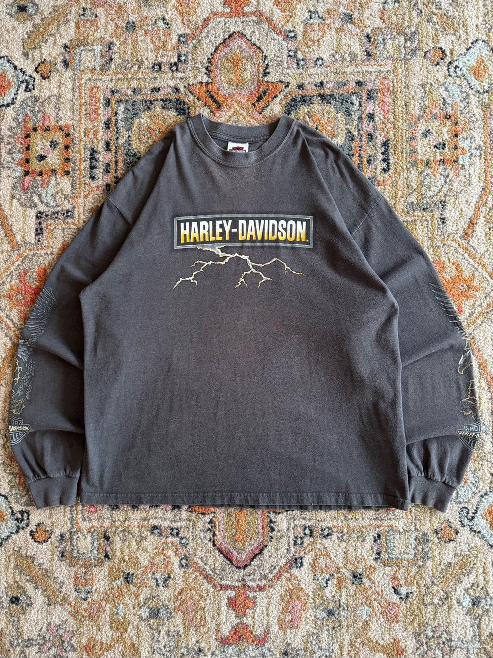Harley-Davidson Gray Crewneck Sweatshirt with Yellow Logo